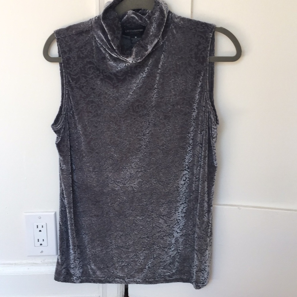 Liz Claiborne Gray Pattern Cowl Neck Top